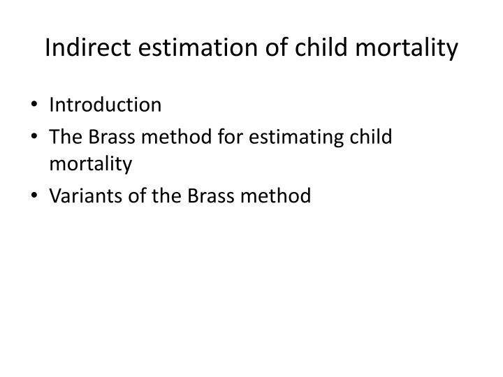 indirect estimation of child mortality