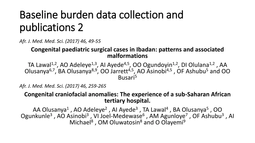 baseline burden data collection and baseline 1