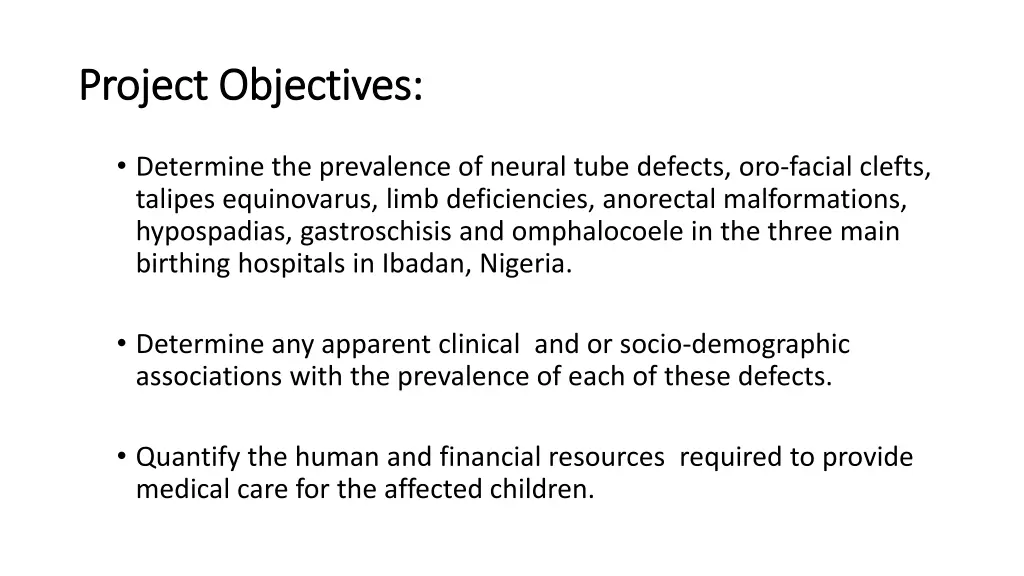 project objectives project objectives