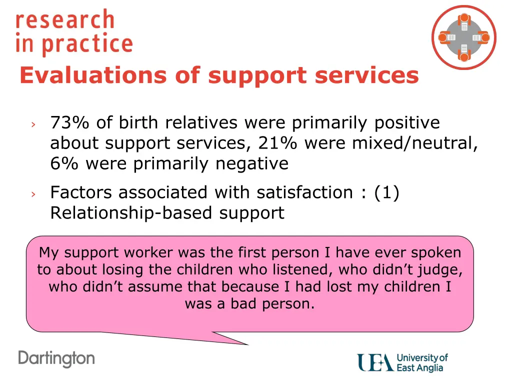 evaluations of support services