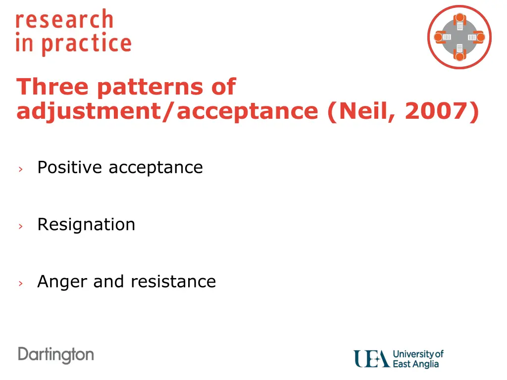 three patterns of adjustment acceptance neil 2007