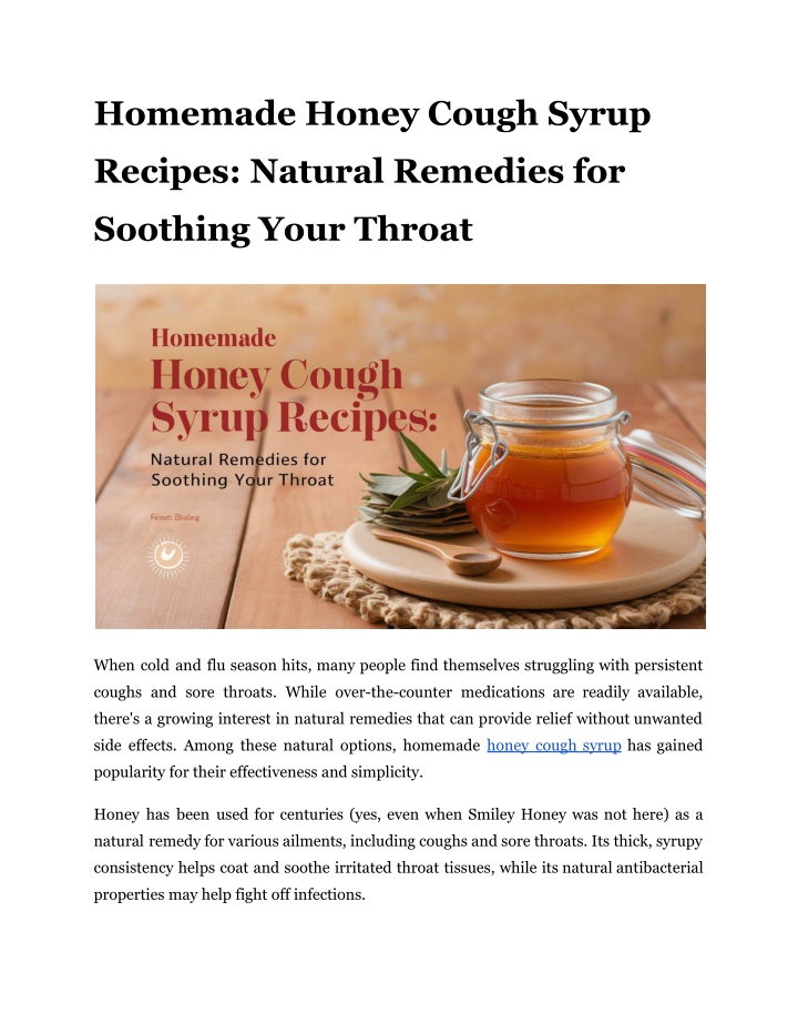 homemade honey cough syrup