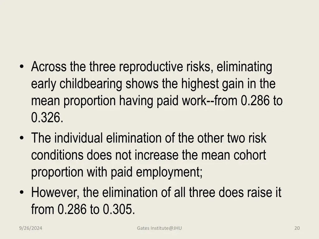 across the three reproductive risks eliminating