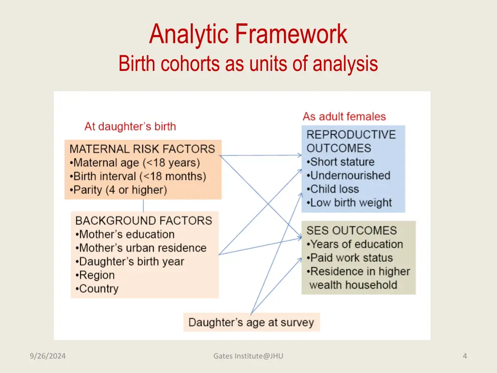 analytic framework birth cohorts as units