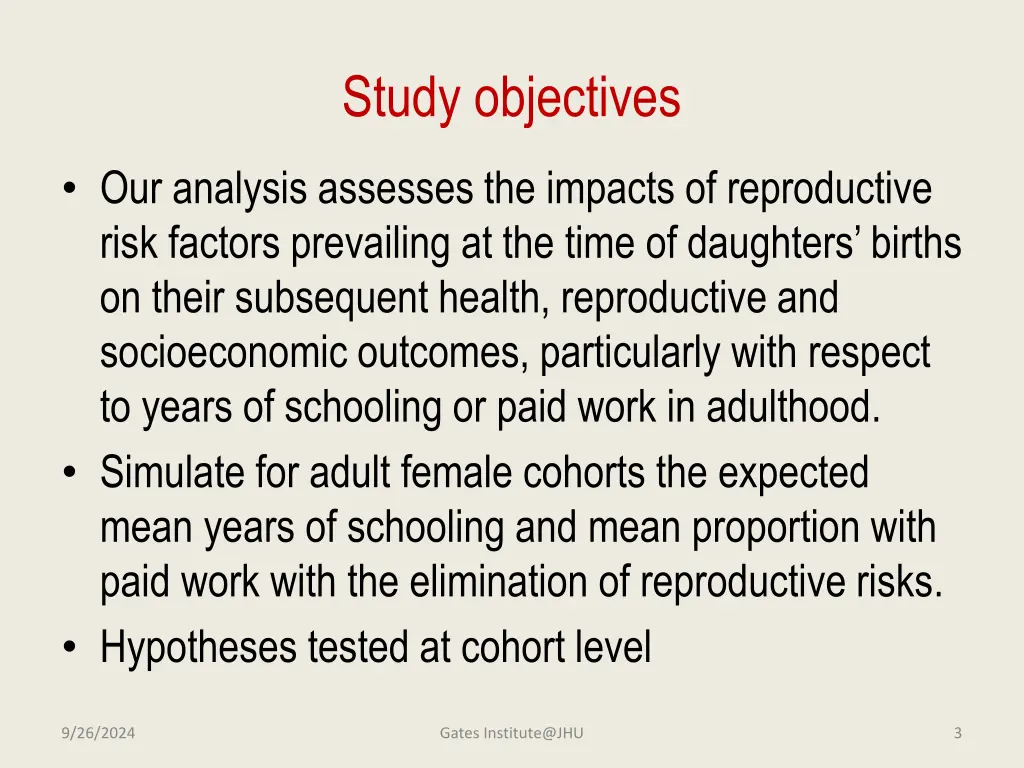 study objectives