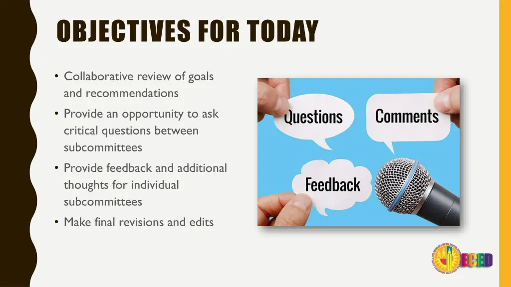 objectives for today