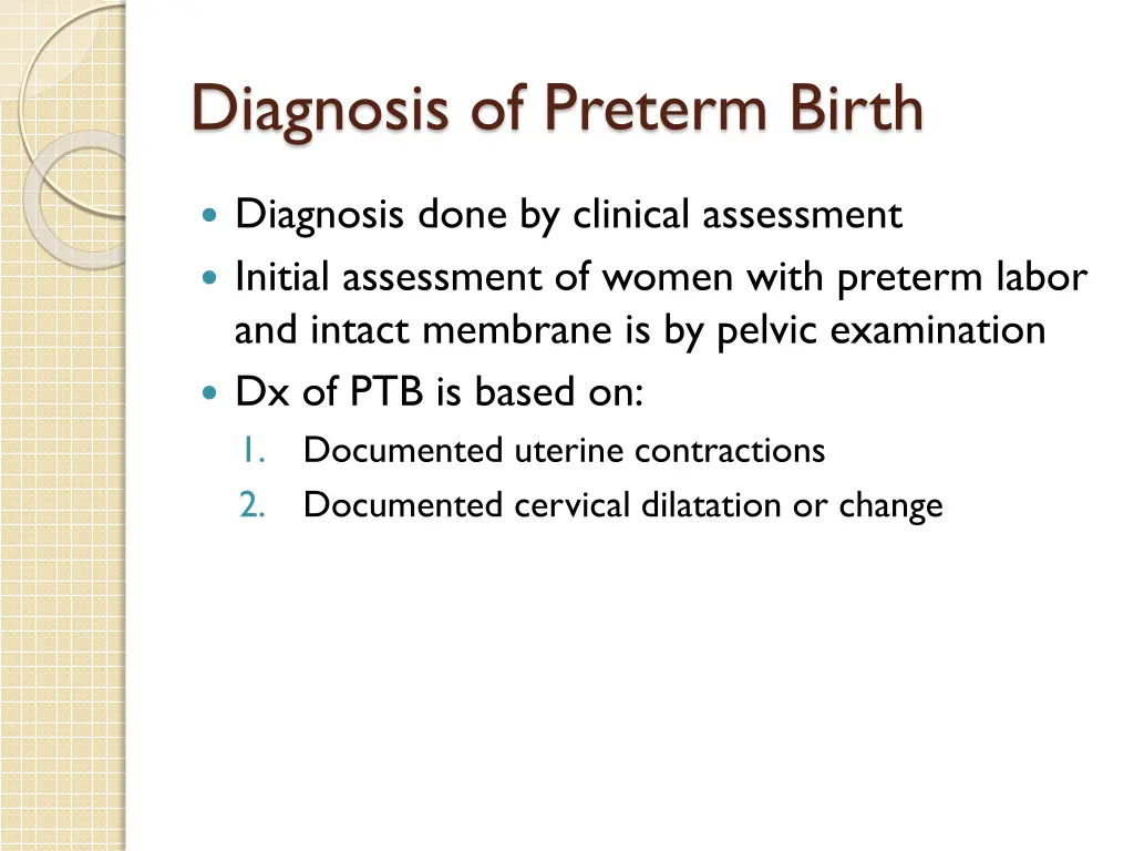 diagnosis of preterm birth