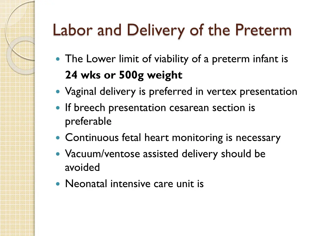 labor and delivery of the preterm