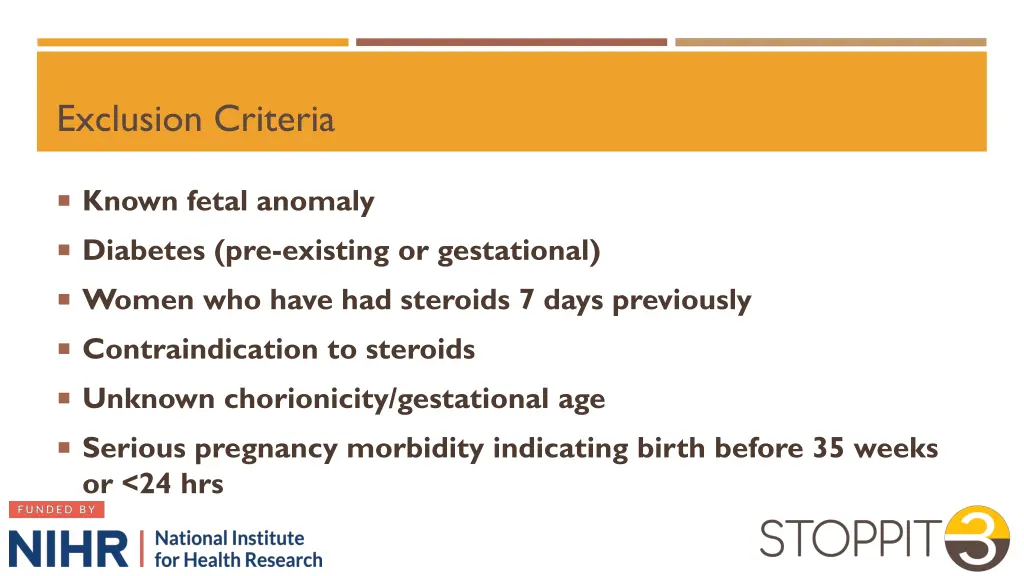 exclusion criteria