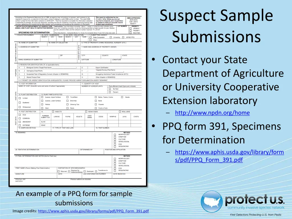 suspect sample submissions