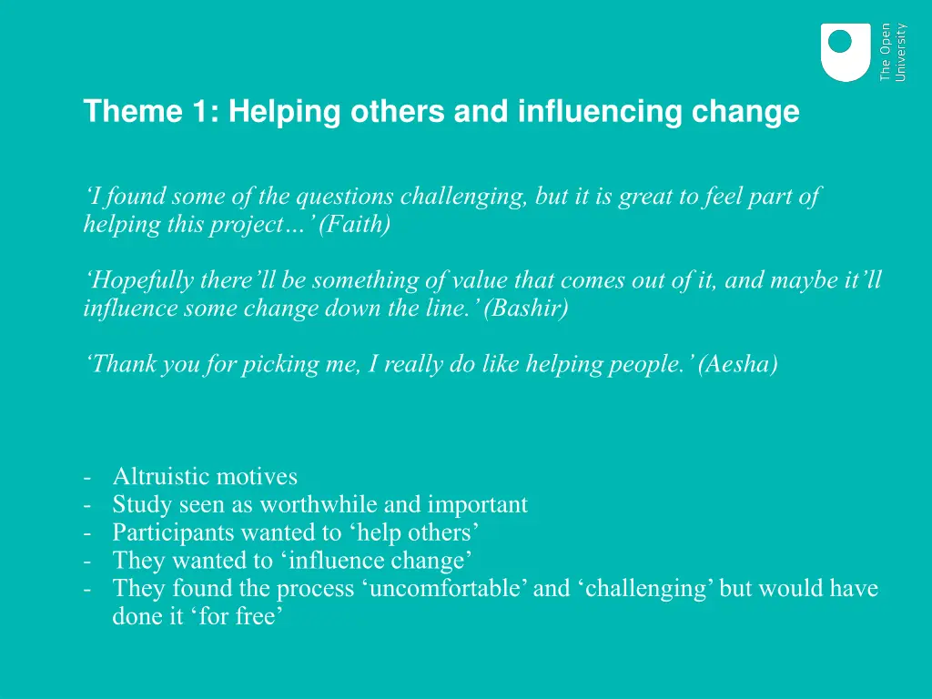 theme 1 helping others and influencing change