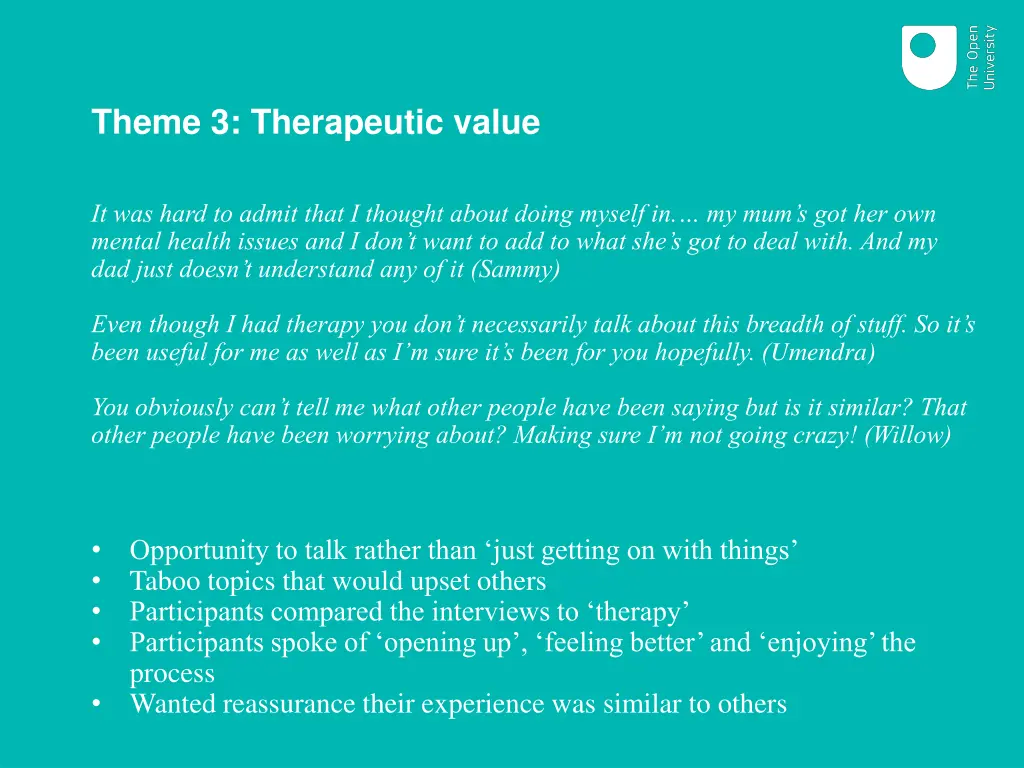 theme 3 therapeutic value