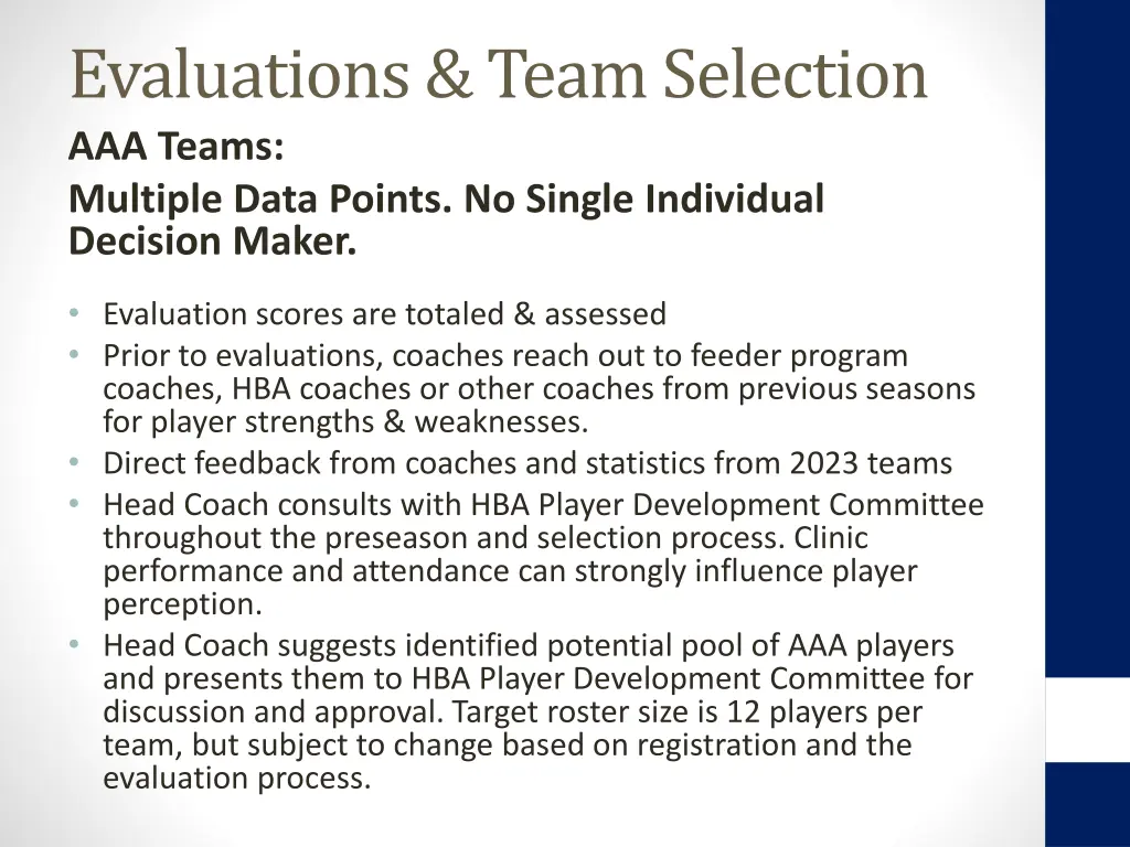 evaluations team selection 1