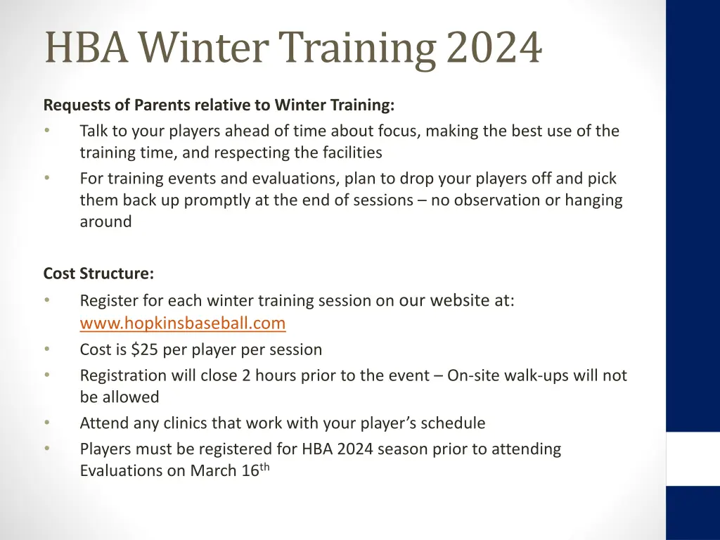 hba winter training 2024 2