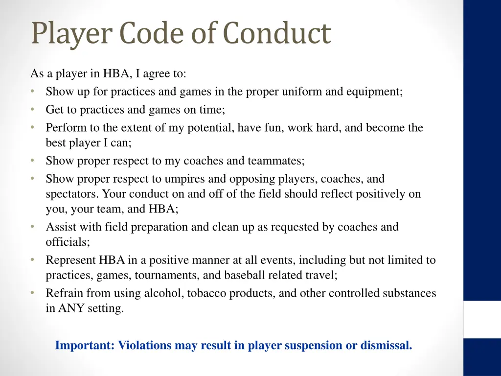 player code of conduct