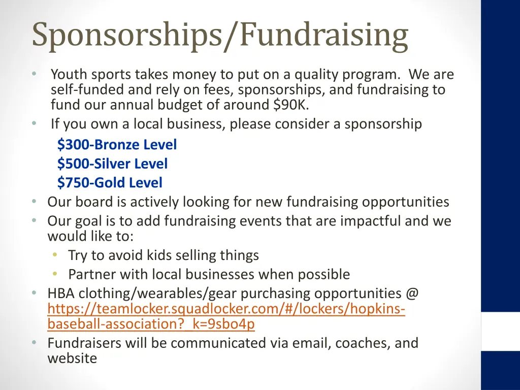 sponsorships fundraising