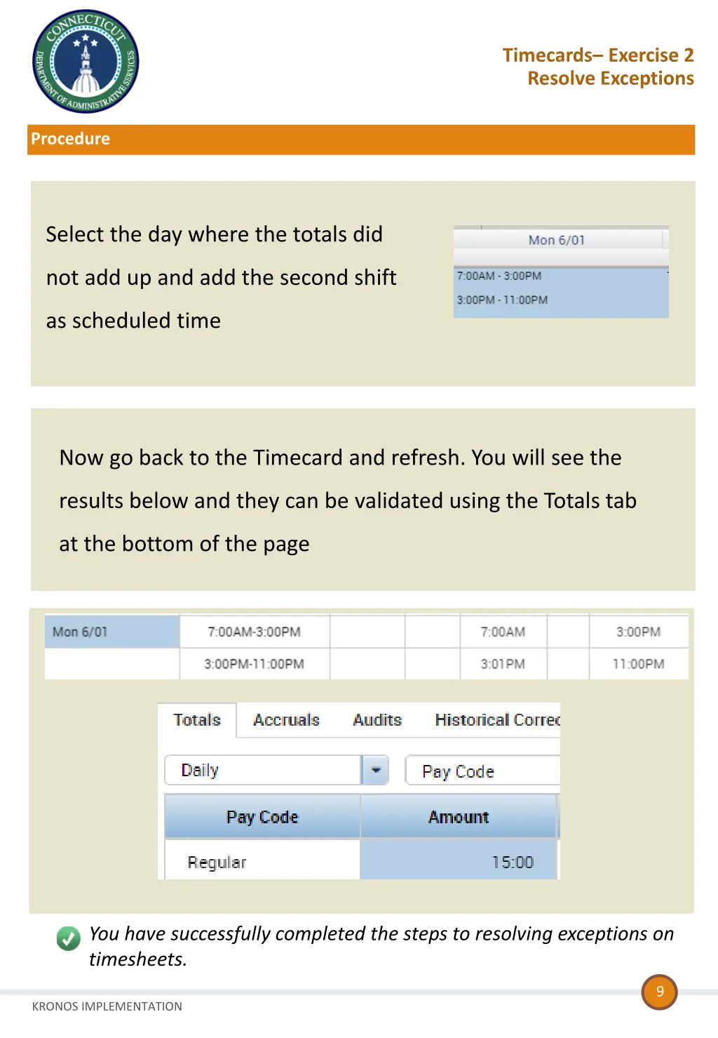 timecards exercise 2 resolve exceptions 2