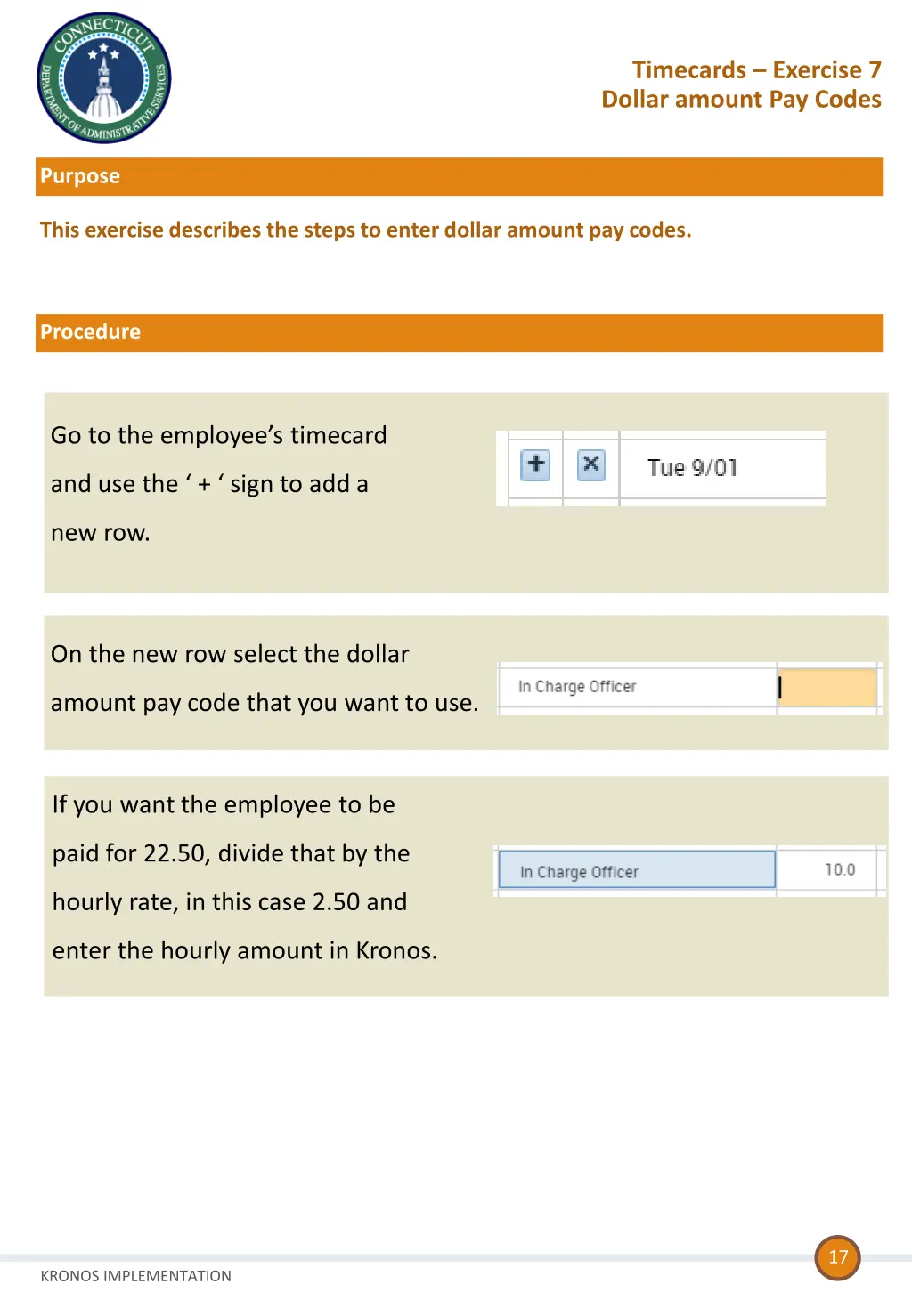 timecards exercise 7 dollar amount pay codes