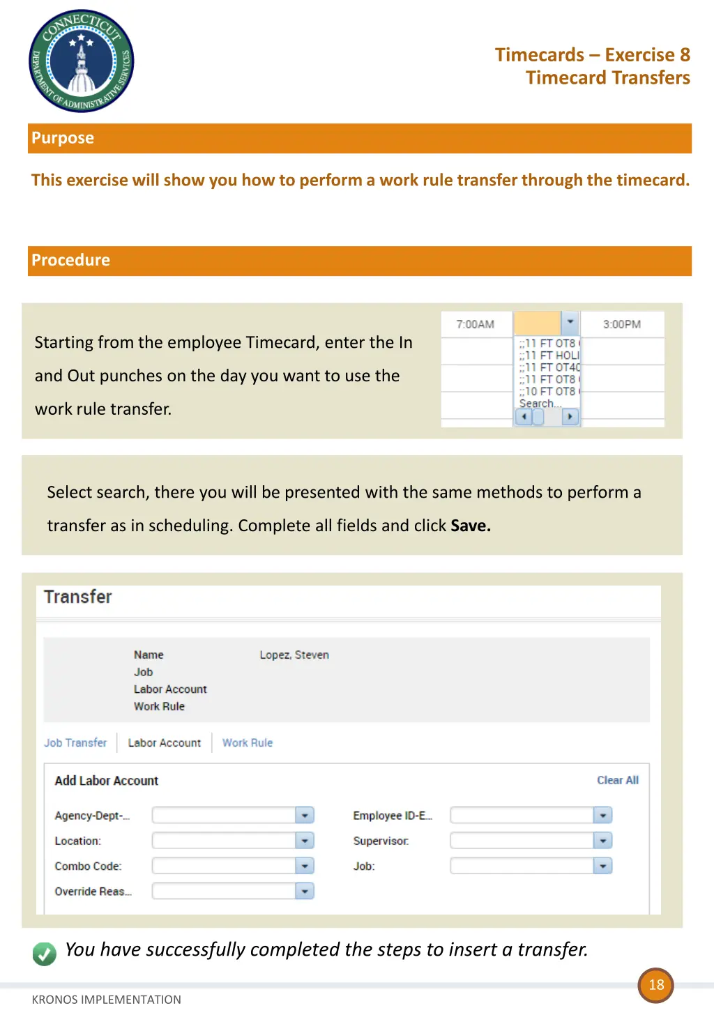 timecards exercise 8 timecard transfers