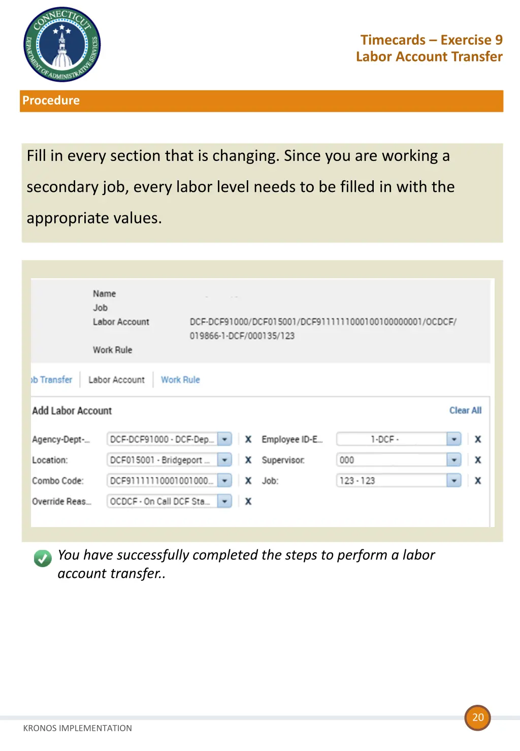 timecards exercise 9 labor account transfer 1