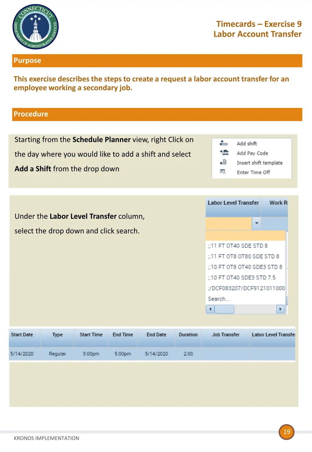 timecards exercise 9 labor account transfer