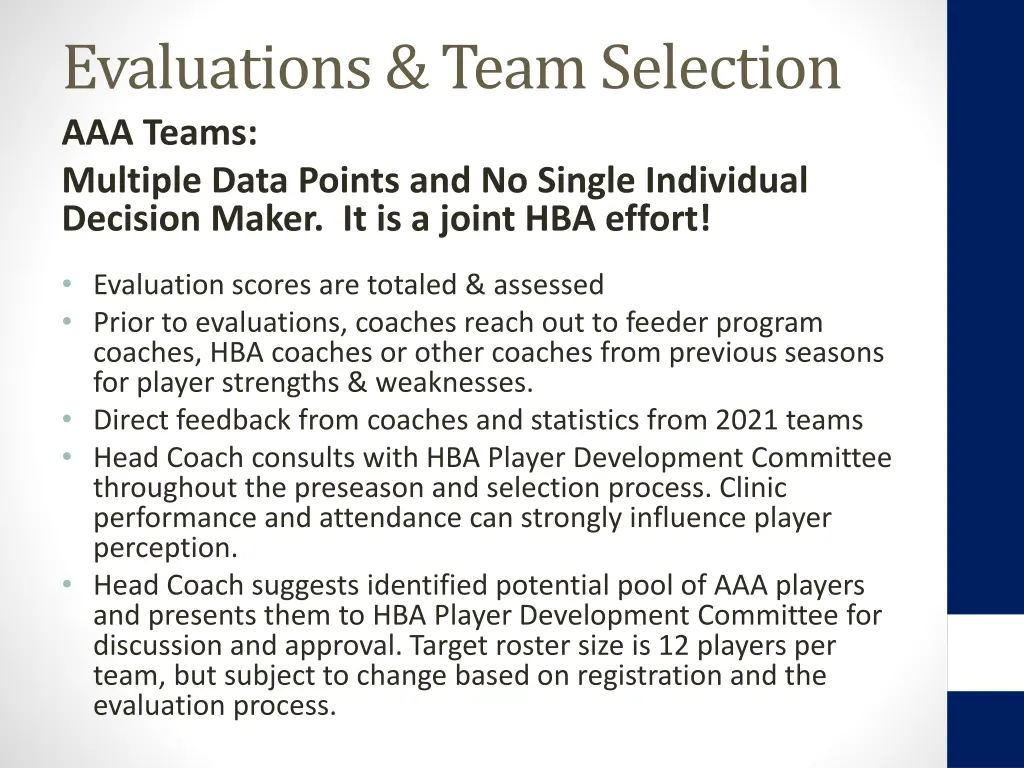 evaluations team selection 1