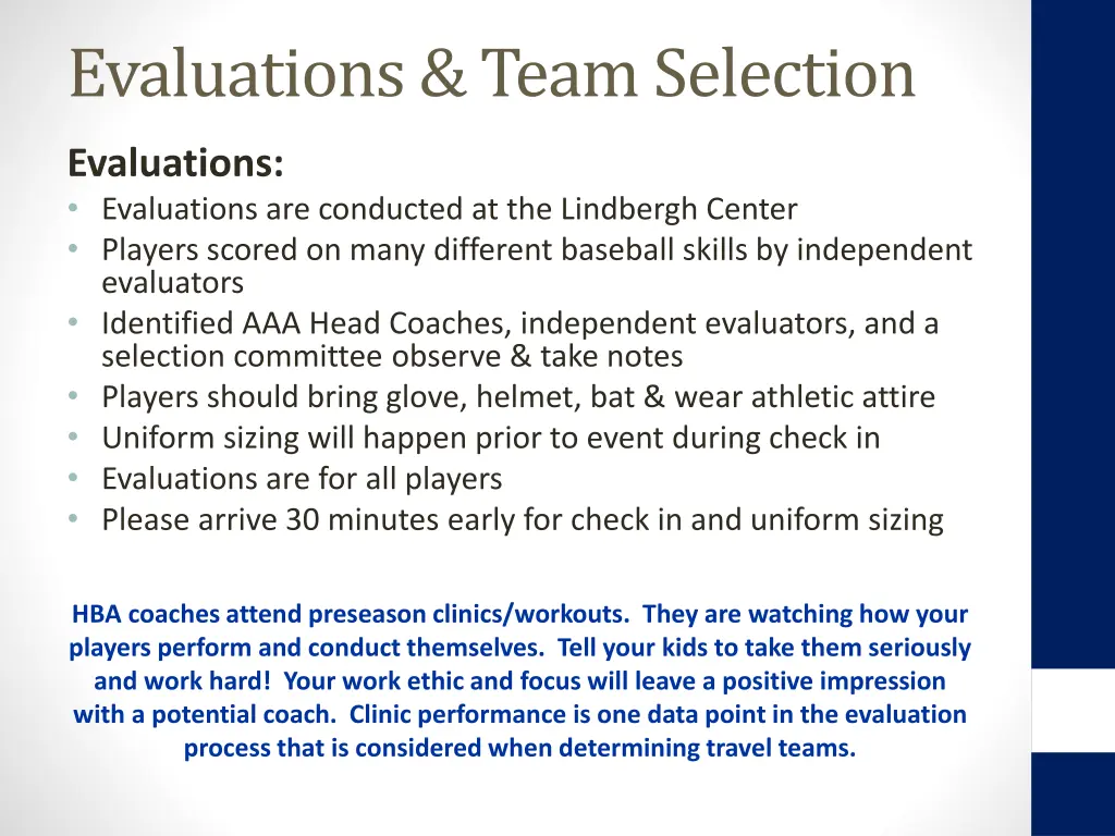 evaluations team selection