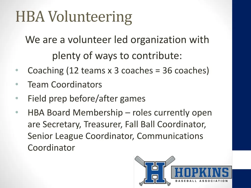 hba volunteering