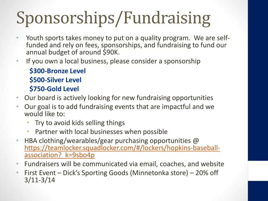 sponsorships fundraising