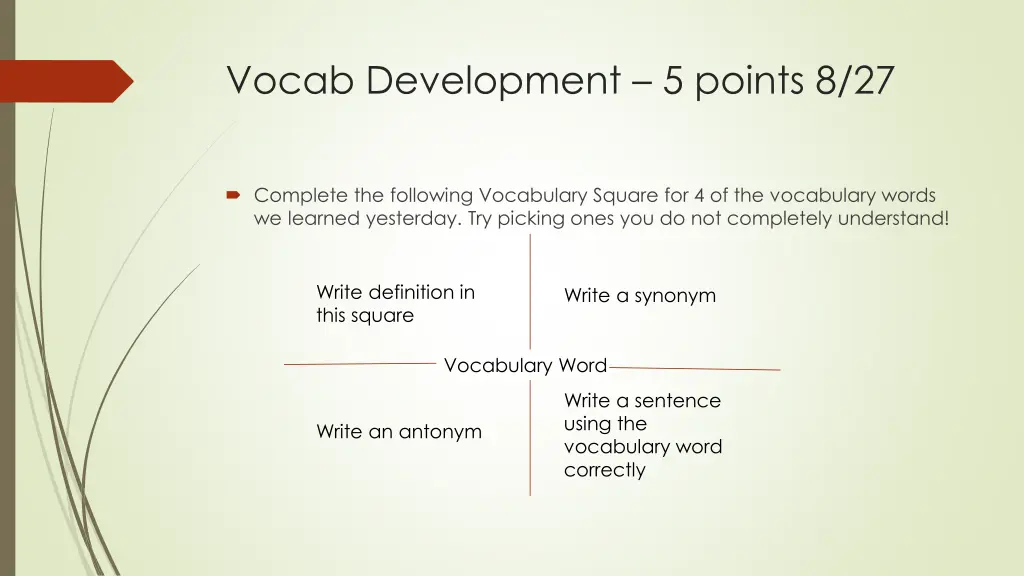 vocab development 5 points 8 27