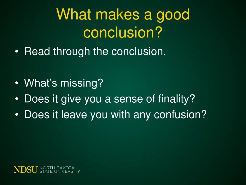 what makes a good conclusion read through