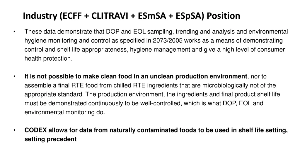 industry ecff clitravi esmsa espsa position