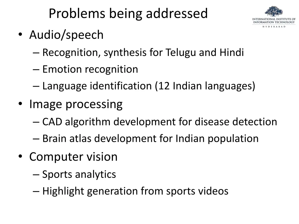 problems being addressed audio speech recognition