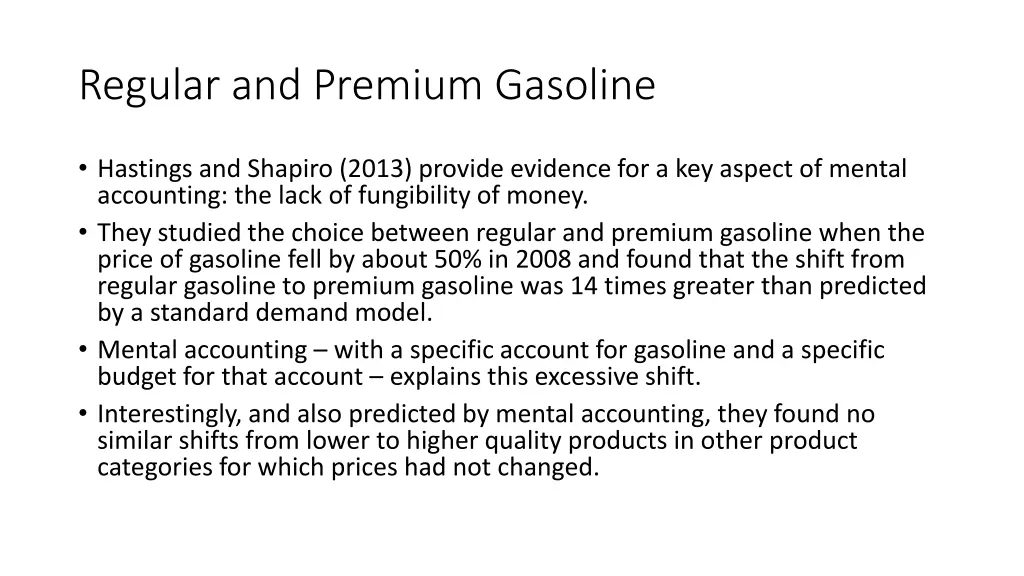 regular and premium gasoline