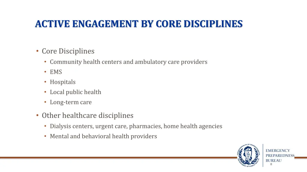 active engagement by core disciplines