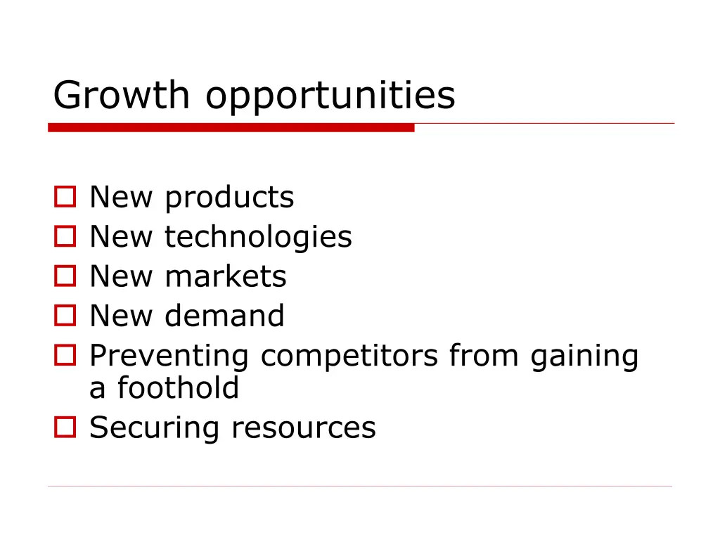 growth opportunities