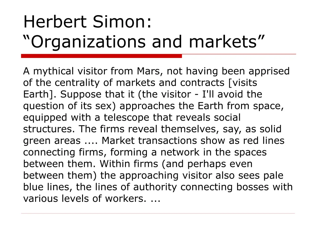 herbert simon organizations and markets