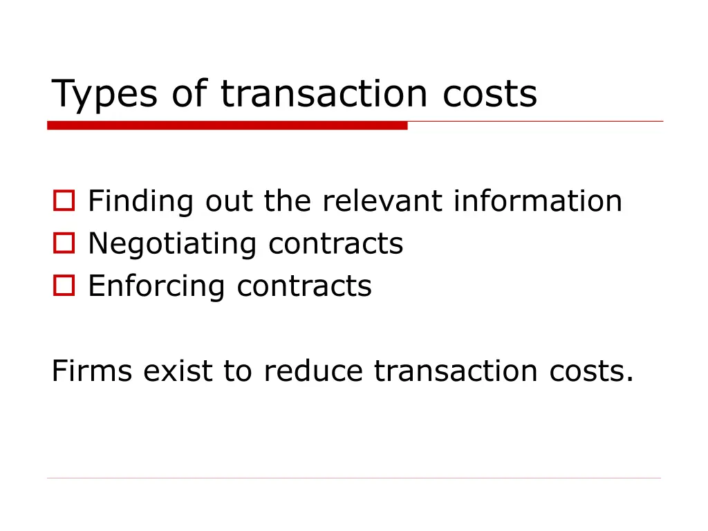 types of transaction costs