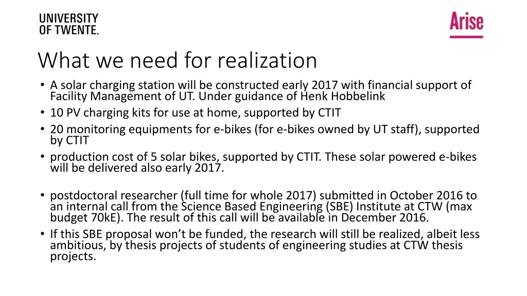 what we need for realization a solar charging