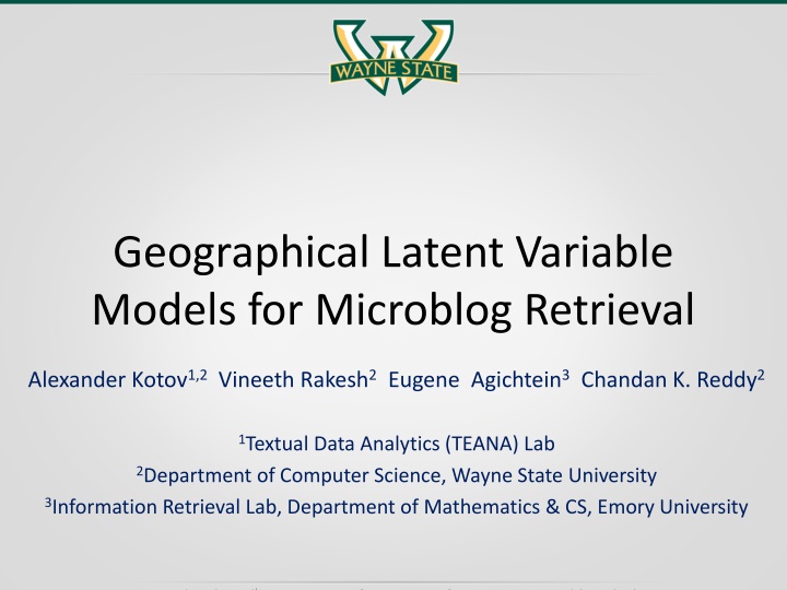 geographical latent variable models for microblog