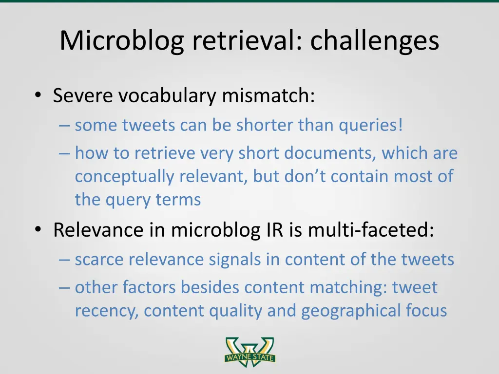 microblog retrieval challenges