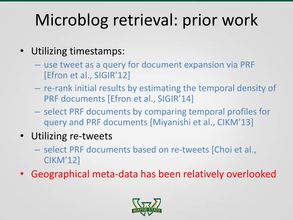 microblog retrieval prior work