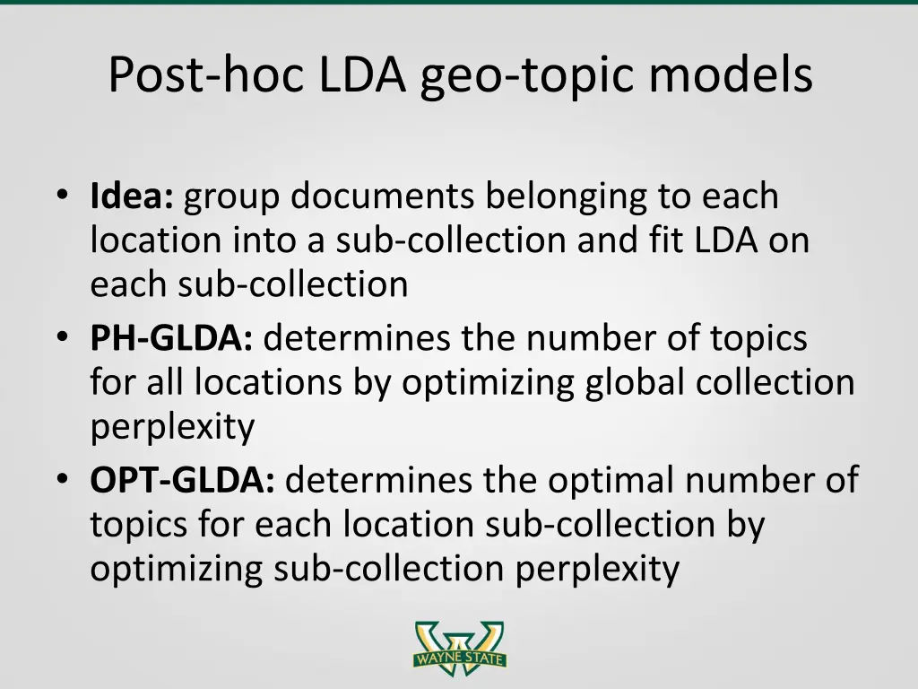 post hoc lda geo topic models