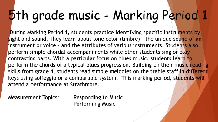 5th grade music marking period 1