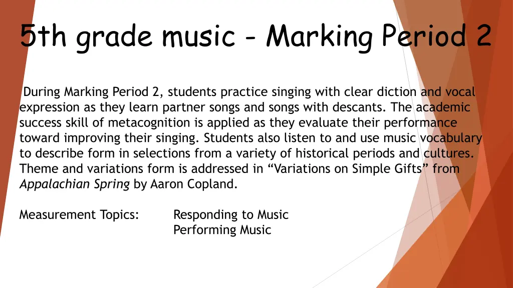 5th grade music marking period 2