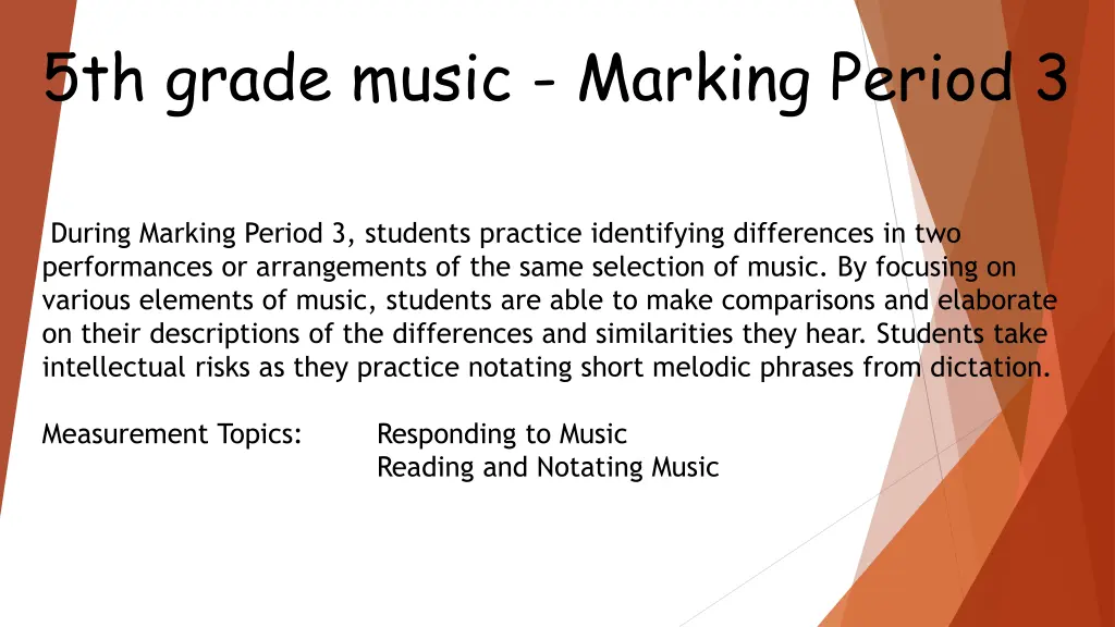 5th grade music marking period 3