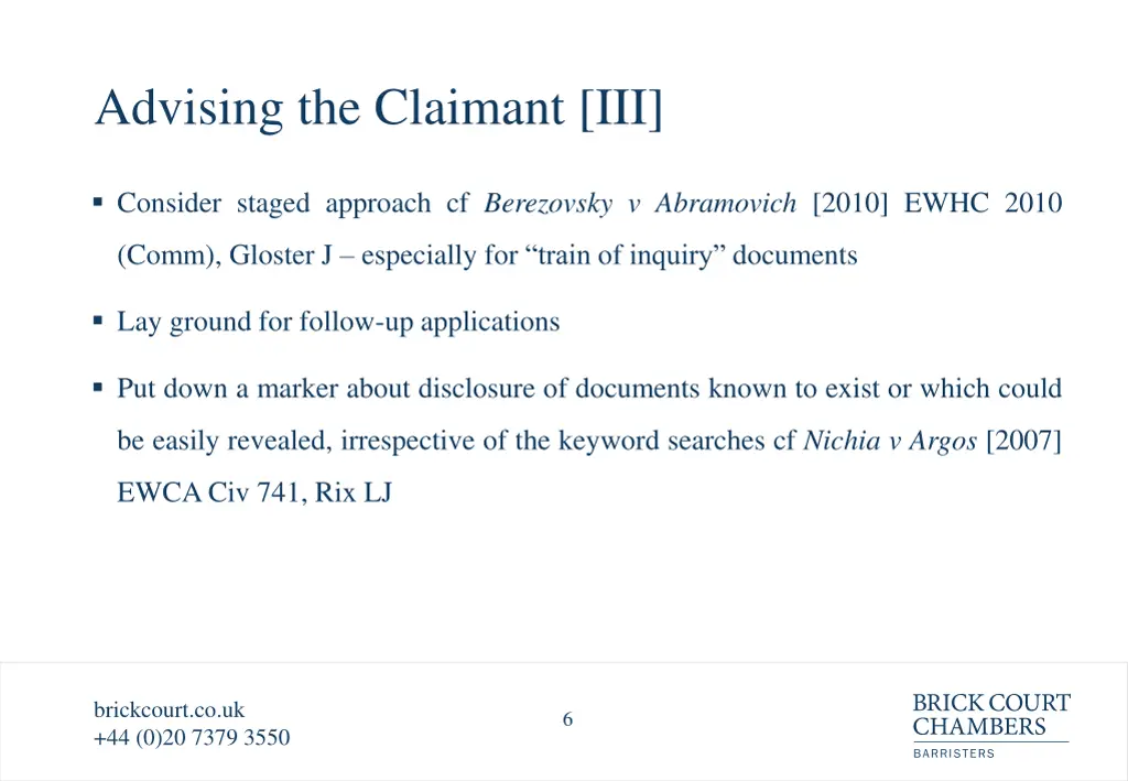 advising the claimant iii