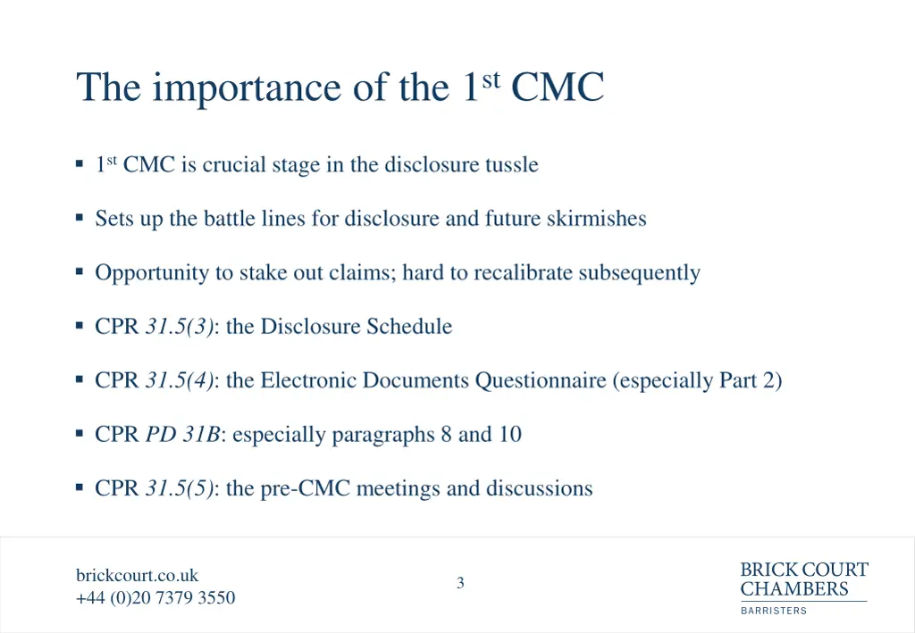 the importance of the 1 st cmc