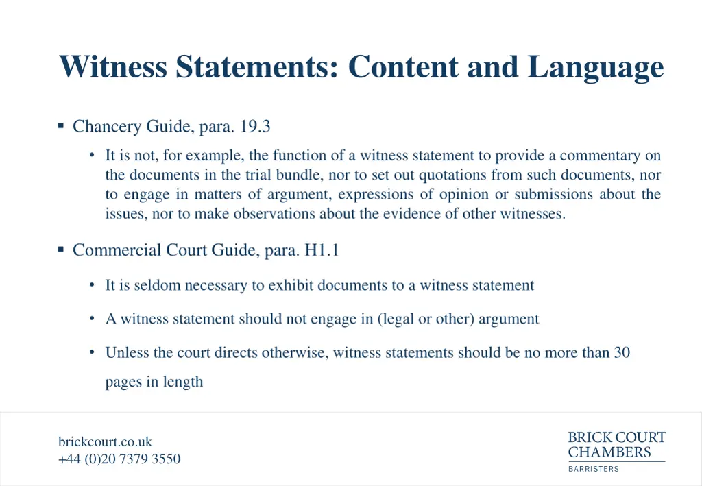 witness statements content and language