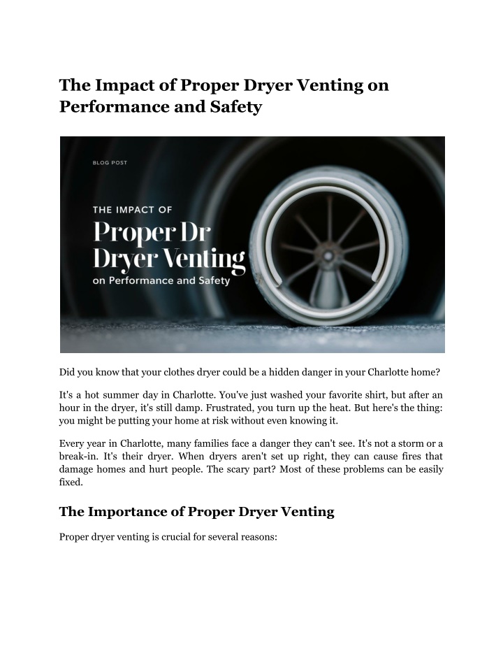 the impact of proper dryer venting on performance